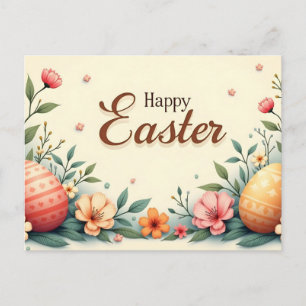 Cartes Pour Fêtes Annuelles Joyeuses Pâques Fleurs printanières et œufs de Pâq