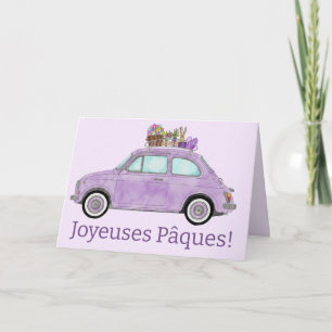 Cartes Pour Fêtes Annuelles Joyeuses Pâques France Pâques Retro Fiat 500