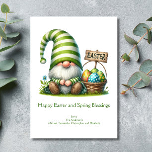 Cartes Pour Fêtes Annuelles Joyeuses Pâques Gnome de printemps de Pâques 