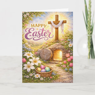 Cartes Pour Fêtes Annuelles Joyeuses Pâques Il Est Ressuscité Œufs de Jardin