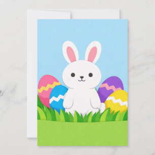 Cartes Pour Fêtes Annuelles Joyeuses Pâques Lapin Blanc Œufs de Pâques Ciel Bl