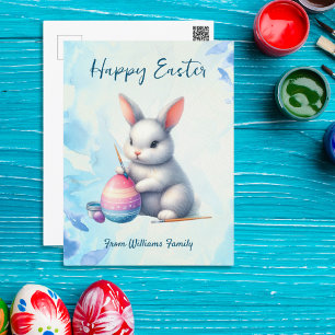 Cartes Pour Fêtes Annuelles Joyeuses Pâques, Lapin Coloration à l'eau d'un œuf