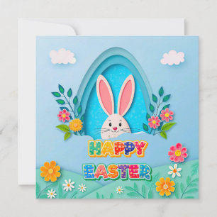 Cartes Pour Fêtes Annuelles Joyeuses Pâques   Lapin de Pâques fantaisiste et f