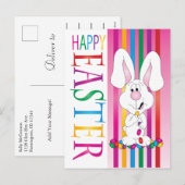 Cartes Pour Fêtes Annuelles Joyeuses Pâques Lapin en Dragées de Gélatine (Devant / Derrière)