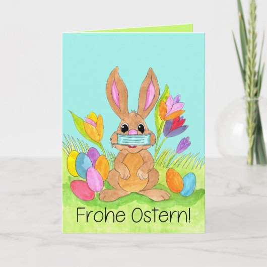 Cartes Pour Fêtes Annuelles Joyeuses Pâques Lapin masqué de Pâques allemand (Devant)