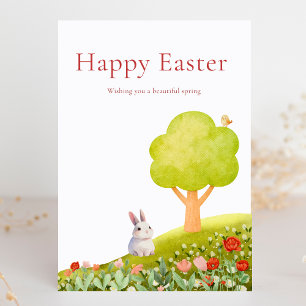 Cartes Pour Fêtes Annuelles Joyeuses Pâques Lapin Mignon Aquarelle Pastel Prin