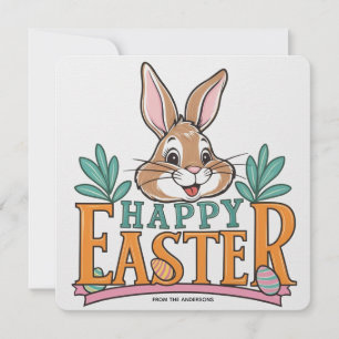 Cartes Pour Fêtes Annuelles Joyeuses Pâques lapin vintage 
