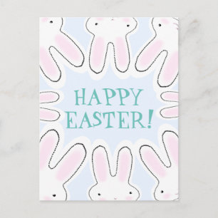 Cartes Pour Fêtes Annuelles Joyeuses Pâques lapins drôles bleu pâle mignons qu