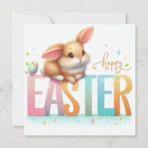 Cartes Pour Fêtes Annuelles Joyeuses Pâques lettres pailletées
