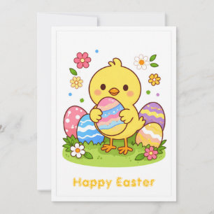 Cartes Pour Fêtes Annuelles Joyeuses Pâques Mignon poussin de Pâques Œufs colo