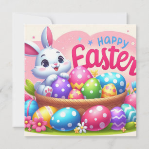 Cartes Pour Fêtes Annuelles Joyeuses Pâques - Œufs de lapin aux couleurs paste