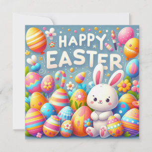 Cartes Pour Fêtes Annuelles Joyeuses Pâques - Œufs de lapin aux couleurs paste