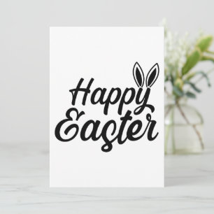 Cartes Pour Fêtes Annuelles Joyeuses Pâques, oreilles de lapin sur texte noir