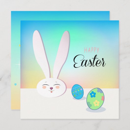 Cartes Pour Fêtes Annuelles Joyeuses Pâques Printemps Lapin Mignon Chasse aux (Devant / Derrière)