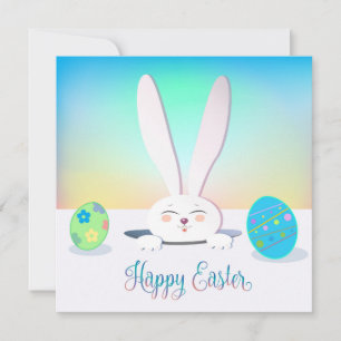 Cartes Pour Fêtes Annuelles Joyeuses Pâques Printemps Lapin Mignon Chasse aux