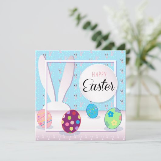 Cartes Pour Fêtes Annuelles Joyeuses Pâques Printemps Lapin Mignon Chasse aux  (Debout devant)