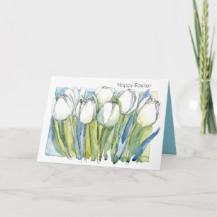 Cartes Pour Fêtes Annuelles Joyeuses Pâques Tulipes Blanches Fleurs de Printem