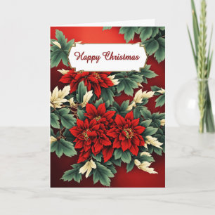 Cartes Pour Fêtes Annuelles Joyeuses Poinsettias de Noël