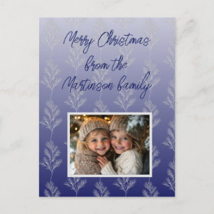 Cartes Pour Fêtes Annuelles Joyeuses succursales de Noël Motif Blue Ombre Phot