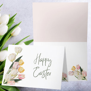 Cartes Pour Fêtes Annuelles Joyeuses Tulipes Pastel Aquarelle de Pâques