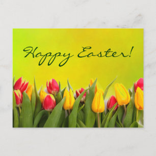 Cartes Pour Fêtes Annuelles Joyeuses Tulipes printanières colorées de Pâques V