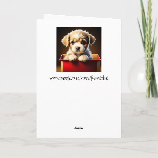 Cartes Pour Fêtes Annuelles Joyeuses Vacances À Vous | Chiot mignon dans boîte (Dos)