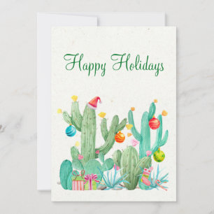 Cartes Pour Fêtes Annuelles Joyeuses vacances Aquarelle Cactus Désert Sud-Oues