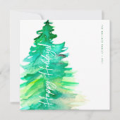 Cartes Pour Fêtes Annuelles Joyeuses vacances Aquarelle Pin vert (Devant)
