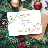 Cartes Pour Fêtes Annuelles Joyeuses vacances Aquarelle Verdure