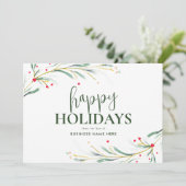 Cartes Pour Fêtes Annuelles Joyeuses Vacances Aquarelle Verdure Affaires (Debout devant)