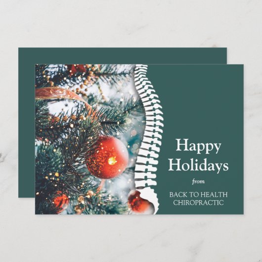 Cartes Pour Fêtes Annuelles Joyeuses vacances Arbre de Noël Chiropratique (Devant / Derrière)