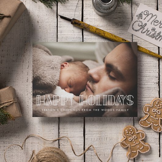 Cartes Pour Fêtes Annuelles Joyeuses vacances Art déco rétro Photo Script