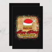 Cartes Pour Fêtes Annuelles Joyeuses Vacances Avec Fromage Burger Fromage De N (Devant / Derrière)