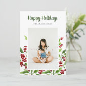 Cartes Pour Fêtes Annuelles Joyeuses vacances Berry Botanical Photo (Debout devant)