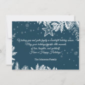 Cartes Pour Fêtes Annuelles joyeuses vacances blanc bleu sapins de noël élégan (Devant)