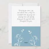 Cartes Pour Fêtes Annuelles Joyeuses vacances Blue Foliage Photo famille (Dos)