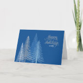 Cartes Pour Fêtes Annuelles Joyeuses vacances Blue Silver Winter Scène Affaire (Devant)