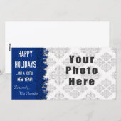 Cartes Pour Fêtes Annuelles Joyeuses vacances Blue Snowflake (Devant / Derrière)