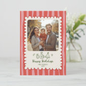 Cartes Pour Fêtes Annuelles Joyeuses vacances Blush Red Whimsical Photo (Debout devant)