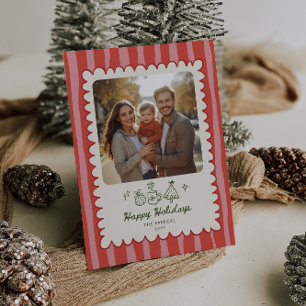 Cartes Pour Fêtes Annuelles Joyeuses vacances Blush Red Whimsical Photo