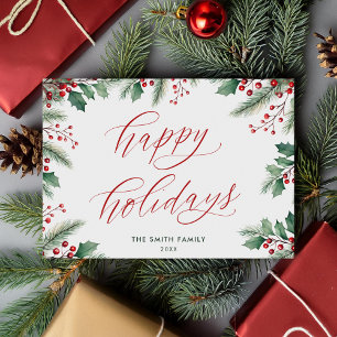 Cartes Pour Fêtes Annuelles Joyeuses Vacances Botanique Moderne Floral Non Pho