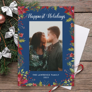 Cartes Pour Fêtes Annuelles Joyeuses vacances Botanique Poinsettia Noël