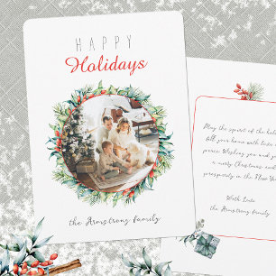 Cartes Pour Fêtes Annuelles Joyeuses vacances Botanique Wreath Élégante photo