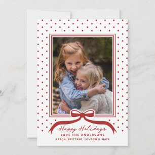 Cartes Pour Fêtes Annuelles Joyeuses vacances Bow Polka Dot