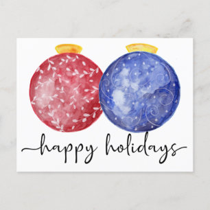 Cartes Pour Fêtes Annuelles Joyeuses vacances Calligraphie Aquarelle Ornements