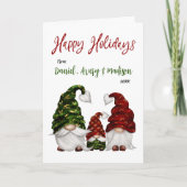 Cartes Pour Fêtes Annuelles Joyeuses vacances Calligraphie Rustique Gnome Fami (Devant)