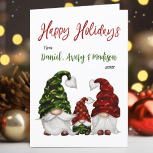 Cartes Pour Fêtes Annuelles Joyeuses vacances Calligraphie Rustique Gnome Fami