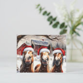 Cartes Pour Fêtes Annuelles Joyeuses vacances Chevaux mignons Santa Hat (Debout devant)