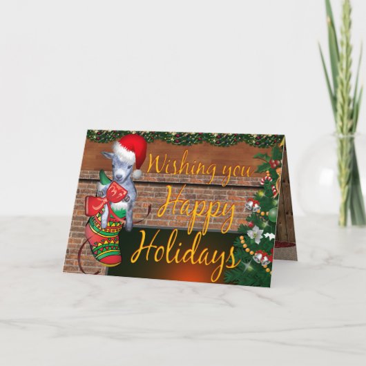 Cartes Pour Fêtes Annuelles Joyeuses vacances Chèvre bébé en stock (Devant)