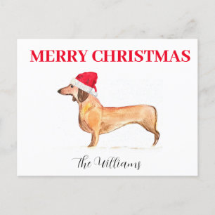 Cartes Pour Fêtes Annuelles Joyeuses vacances Chien Dachshund Elégante aquarel